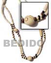 Natural coco pokalet with wood 2 rows / 3 Multi Row Necklace
