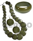 Natural stained green wood jewelry Set Jewelry Natural Set Jewelry