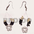 floating 2-3mm black coco Shell Earrings