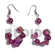 Natural Dangling Floating Lavender Kabibe Shell Nuggets In Shell Earrings