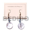 Natural dangling round 25mm aqua Shell Earrings Shell Earrings