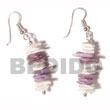 Natural dangling white rose w/ Shell Earrings Shell Earrings