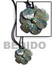 leather thong natural flower shell necklace