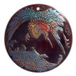 round 40mm blacktab w/ handpainted design - bird / embossed