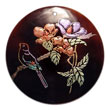 round 40mm blacktab w/ handpainted design - bird / embossed