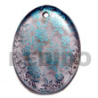oval 45mm transparent gray  resin w/ handpainted design - aqua b