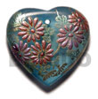 heart 35mm transparent blue resin w/ handpainted design - floral