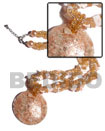 3 layers glass beads/pink rose w/ round shape corals 45mm in cle